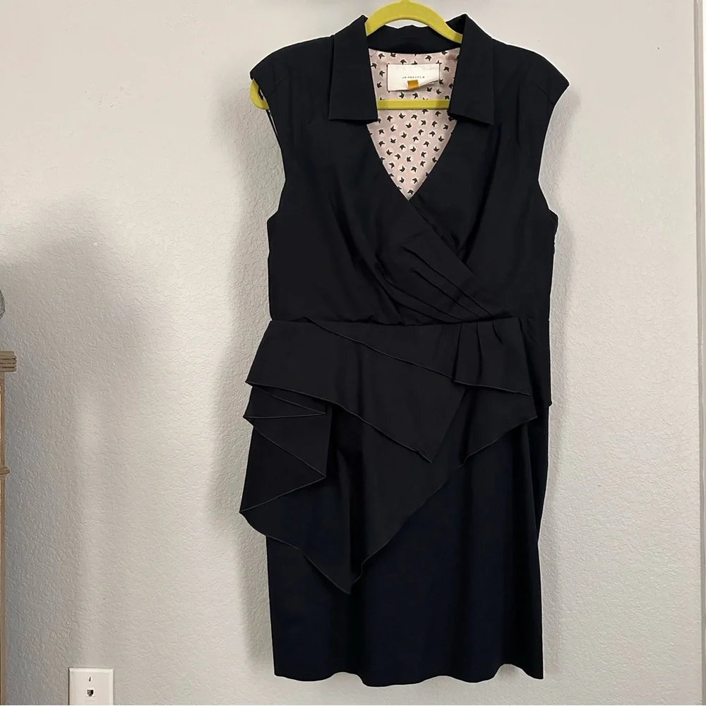 Sleeveless Navy Wrap Detail Sheath Dress - Picture 2 of 7